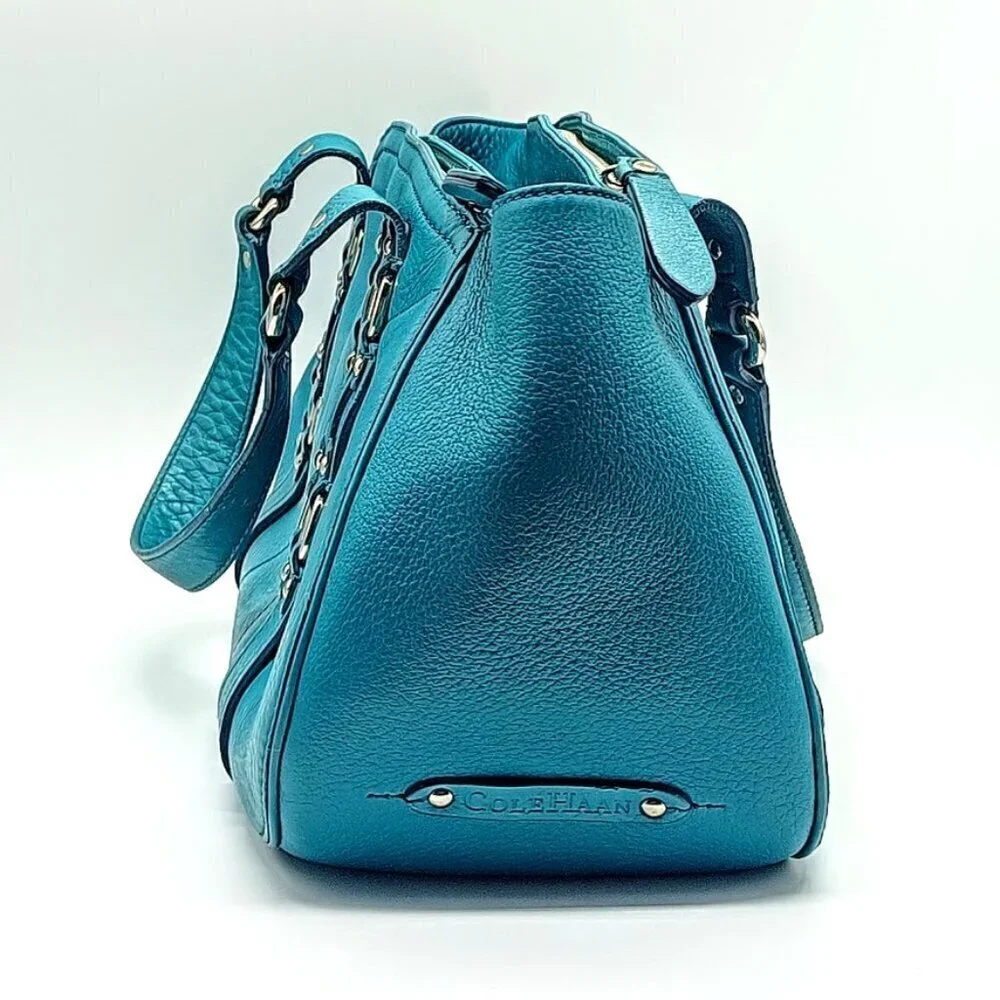 Cole Haan Village F05 Teal Blue Leather Satchel Bag
